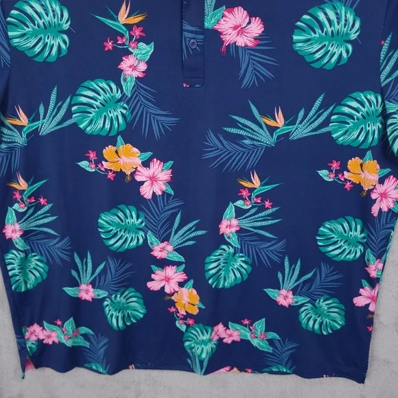 Birdie Bound Golf Polo Men's Navy Floral Short Sleeve Size 3XL - Picture 4 of 11